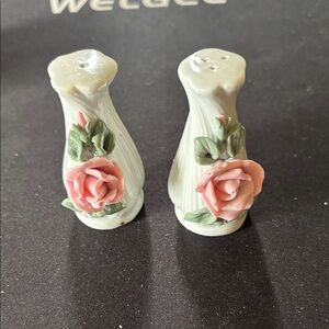 Porcelain Rose Salt & Pepper Shakers - Pink Rose